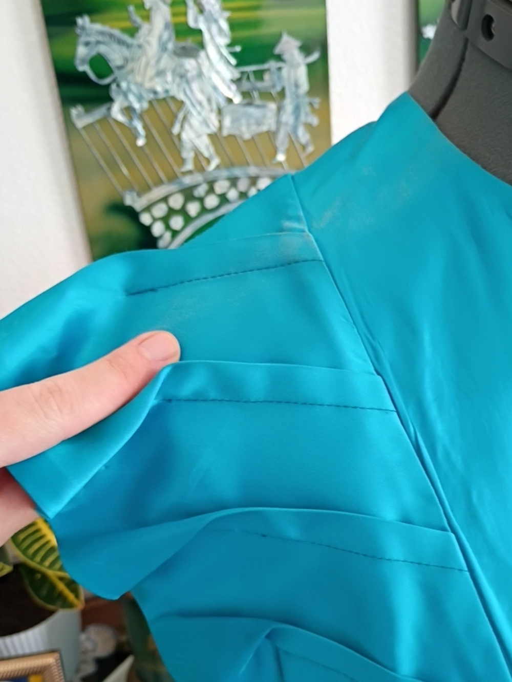 Amin Phillips 100% Silk Blue Teal Dress Size Extra Small - Picture 4 of 7